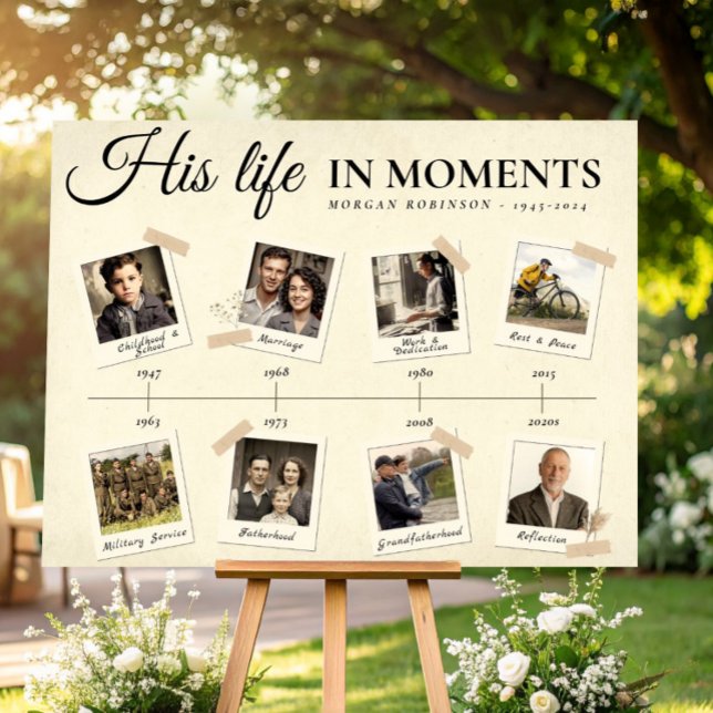 Póster de línea de tiempo conmemorativa regalos de (Funeral Photo Memory Timeline Board Poster, Memorial Gift Idea)