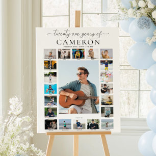Póster de línea de tiempo de fotos del cumpleaños