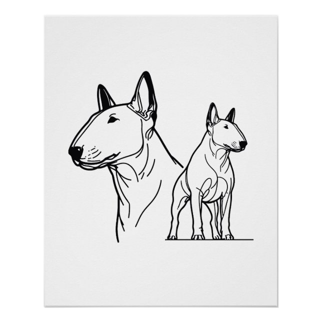 Poster de lineart de Bull Terriers (Anverso)