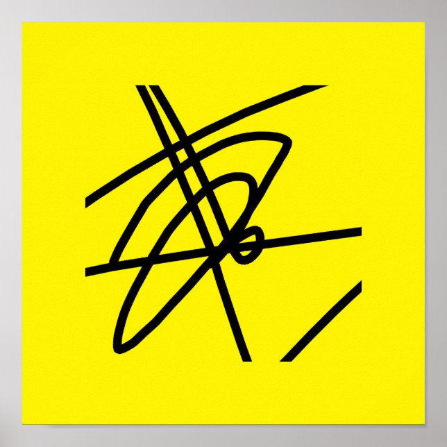 Póster de líneas de minimalismo abstracto negro y  (Frente)