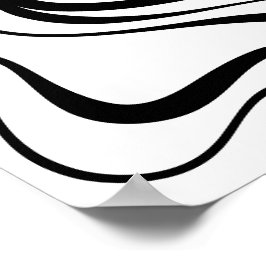 Póster de Líneas Onduladas Abstractas en Blanco y