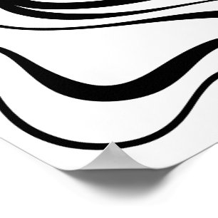 Póster de Líneas Onduladas Abstractas en Blanco y