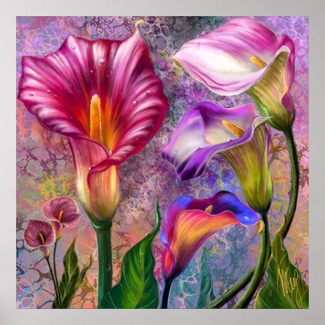 Póster de Lirios de Calla Coloridos (Frente)