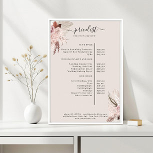 Póster de lista de precios boho trendy