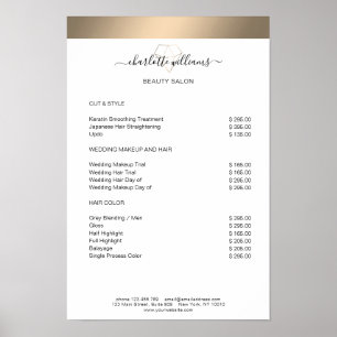 Póster de lista de precios de diamantes con franja