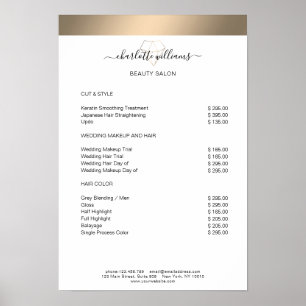 Póster de lista de precios de diamantes con franja