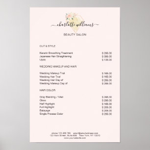 Póster de lista de precios de flores de diamantes