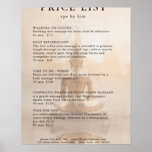 Póster de lista de precios de Golden Buddha Salon