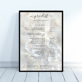 Póster de lista de precios de mármol elegante para