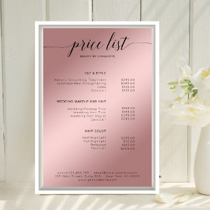 Póster de lista de precios de Rosegold moderno (Im