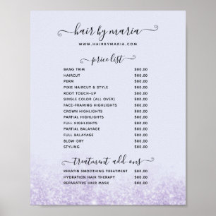 Póster de Lista de Precios de Salón de Belleza Pur