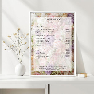 Póster de lista de precios de Salón de Flores
