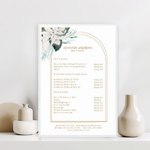 Póster de lista de precios de Salón de Flores Blan