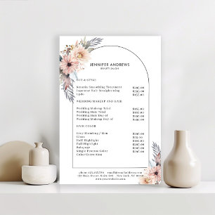Póster de lista de precios de salón de flores past