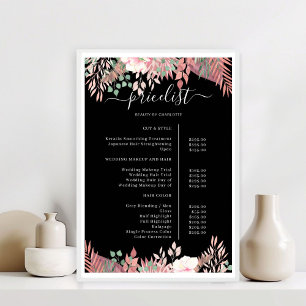 Póster de lista de precios de Salón de Greenery Bo