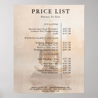 Póster de lista de precios de Salón Golden Buddha