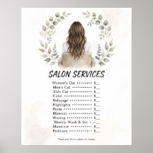 Póster de lista de precios de servicios de salón B