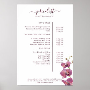 Póster de lista de precios floral moderno