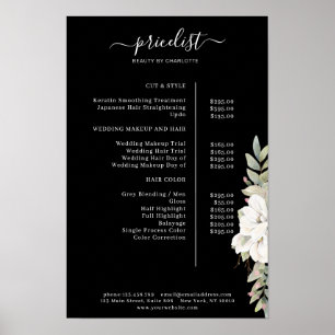Póster de lista de precios floral moderno