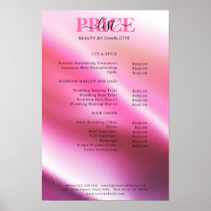 Póster de lista de precios Modern Glam