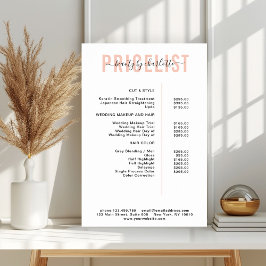 Póster de lista de precios moderna