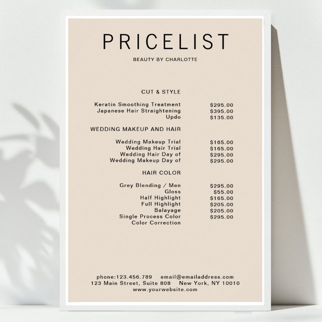 Póster de lista de precios moderna (Modern, price list Poster)