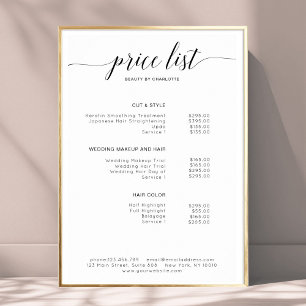 Póster de lista de precios moderno