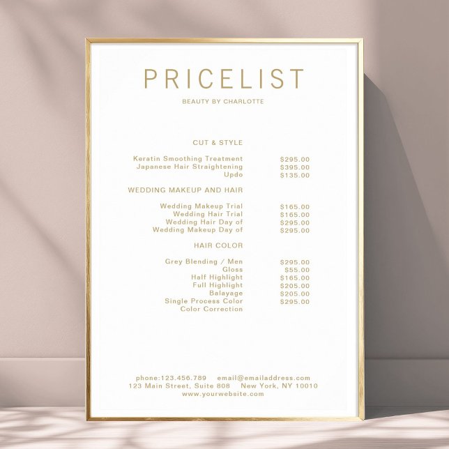Póster de lista de precios moderno (Modern, price list Poster)