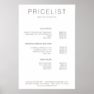Póster de lista de precios moderno