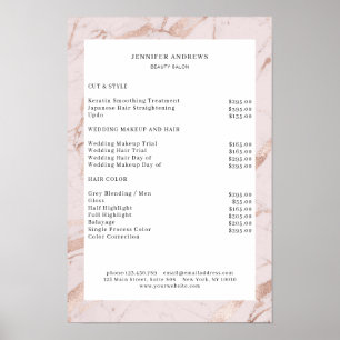 Póster de lista de precios moderno Lightpink-Cobre