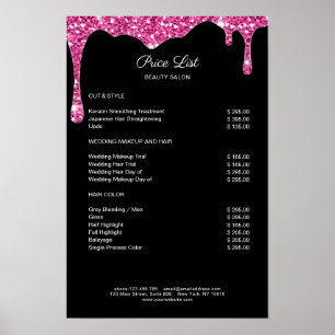 Póster de lista de precios moderno Schwarz-Pink Gl
