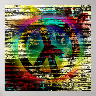 Póster de lluvia de colores grunge de paz de 52x52