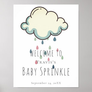 Póster de lluvia de nube para baby sprinkle de niñ