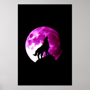 Póster de Lobo Aullando a la Luna - Arte de Fantas