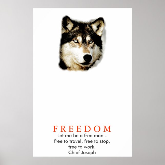 Póster de lobo motivacional de libertad original (Frente)