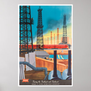 Póster de Locomotora de Arte de Tren Ferrocarril d