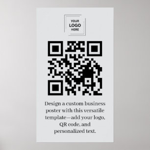 Póster de logotipo comercial de código QR profesio