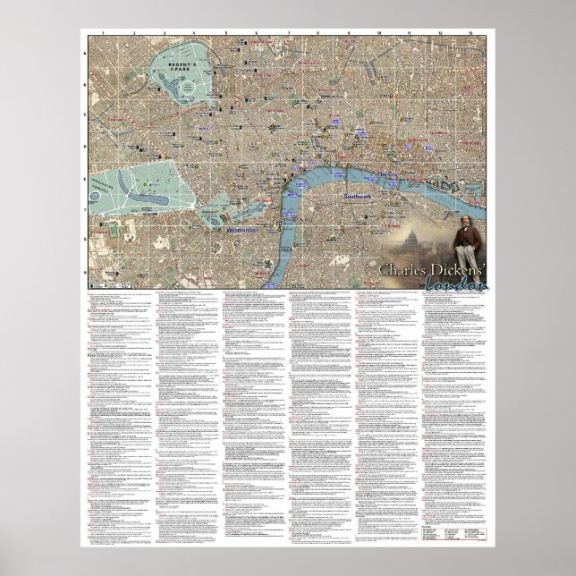 Póster de Londres de Charles Dickens (Frente)