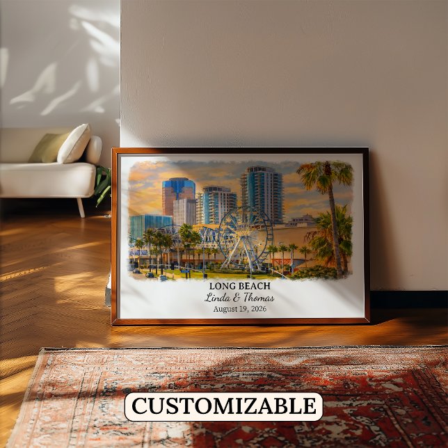 Póster de Long Beach California, Acuarela, Persona (Subido por el creador)