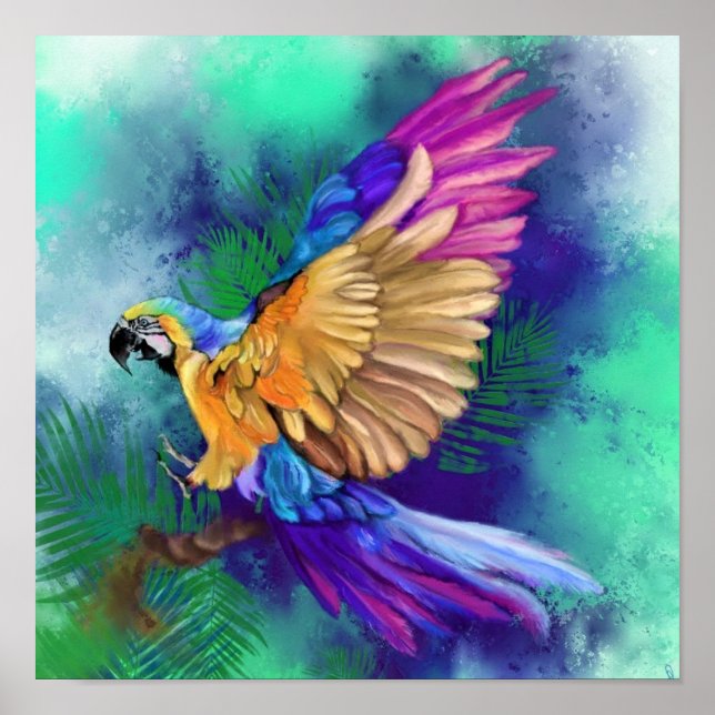 Póster de Loro de Color Precioso (Frente)