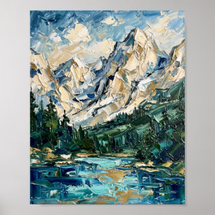 Póster de los Alpes suizos Pintura al óleo abstrac