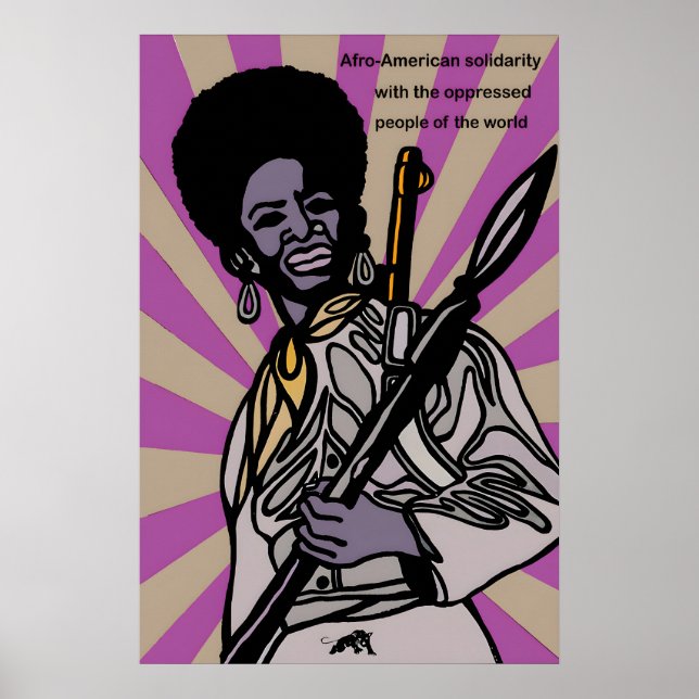 Póster de los años 70 Pantera Negra Afroamericano (Frente)