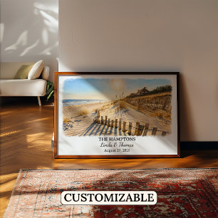 Póster de Los Hamptons Nueva York, Acuarela, Perso