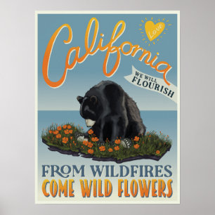 Póster De los incendios forestales llegan las flores silv