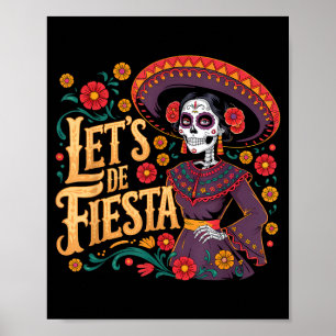 Póster De los muertos la catrina cráneo de azúcar cinco d