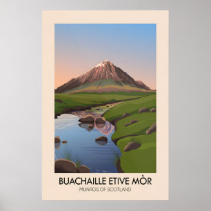 Póster de los Munros Buachaille Etive Mor de Escoc