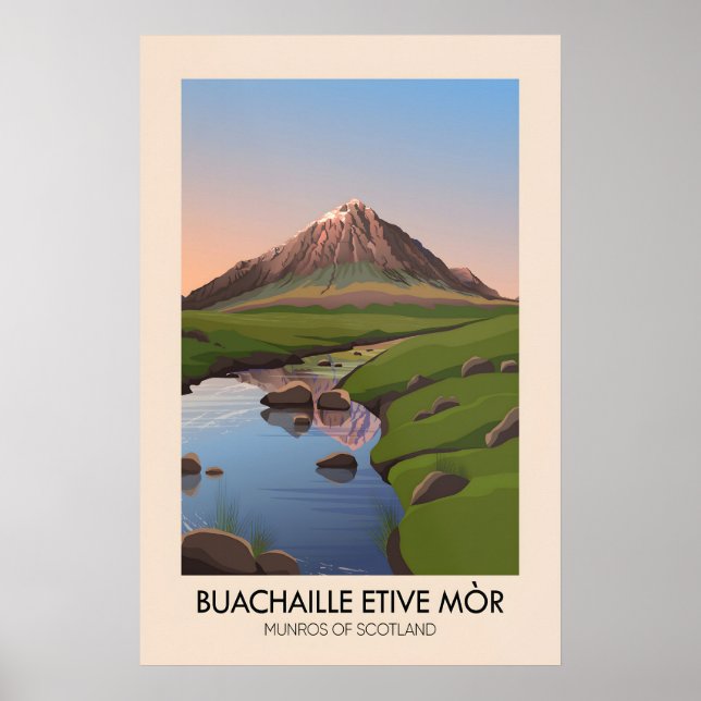 Póster de los Munros Buachaille Etive Mor de Escoc (Frente)