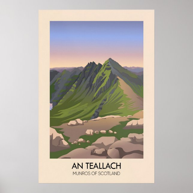 Póster de los Munros de An Teallach en Escocia (Frente)