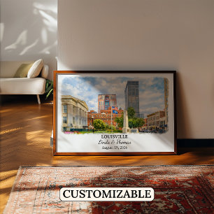 Póster de Louisville Kentucky, Acuarela, Personali