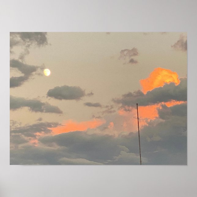 Póster 🌝 De Luna Llena Y Nubes Coloridas ☁️ (Frente)